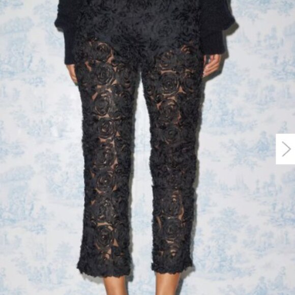 Kimchi Blue Urban Outfitters‎ Black Rosette Sheer Cropped Pants Size L - Picture 3 of 12